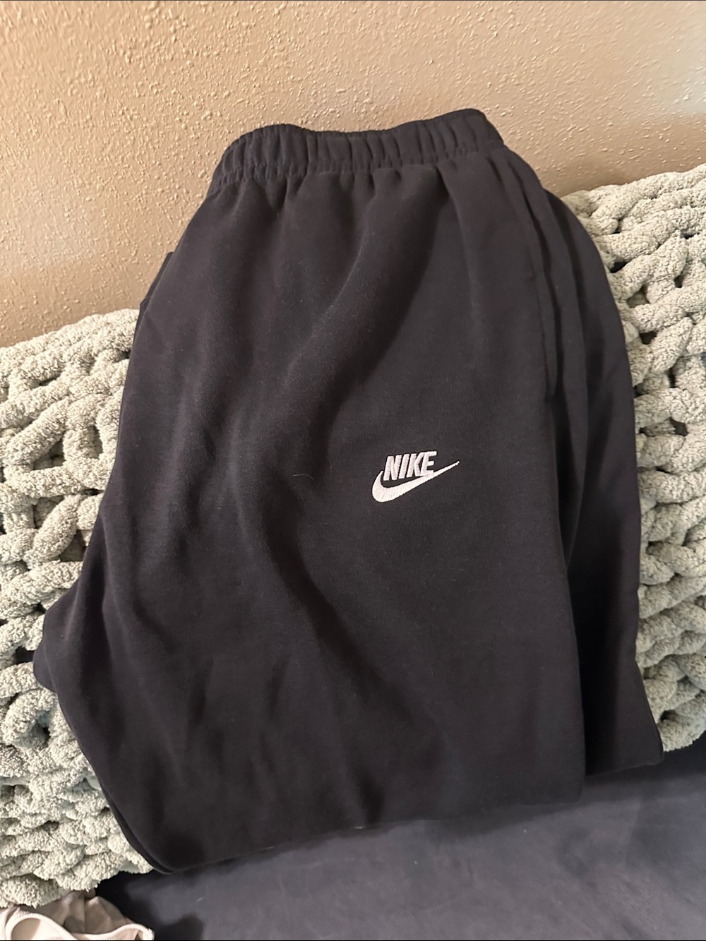 Nike Black Sweatpants with White Swoosh -